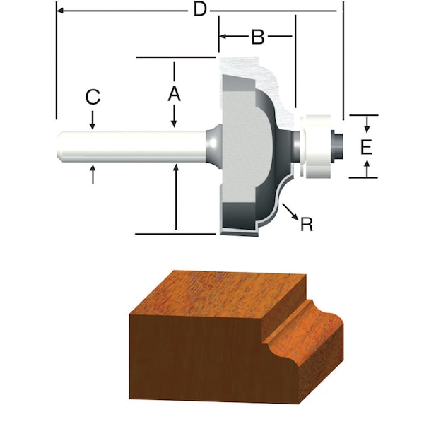 Vermont American 1-5/8 in. D X 1/4 in. X 2-7/16 in. L Carbide Tipped Ogee Router Bit 23148 - main